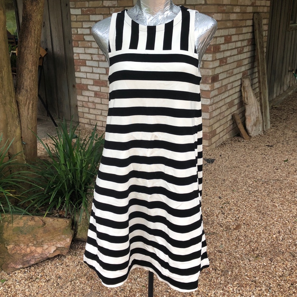NWT Loft sleeveless black/white striped dress